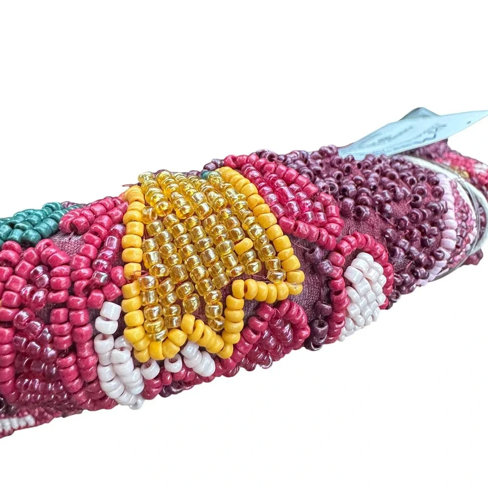 Burgundy Multi Hobo Beaded Floral Garden Bag NWT